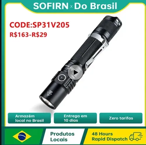 [No Brasil/Moedas R$135] Lanterna Led Sofirn Sp31 V2 Porttil, 1200 Lumens, Recarregvel, A Prova D'gua Com Diversas Funes